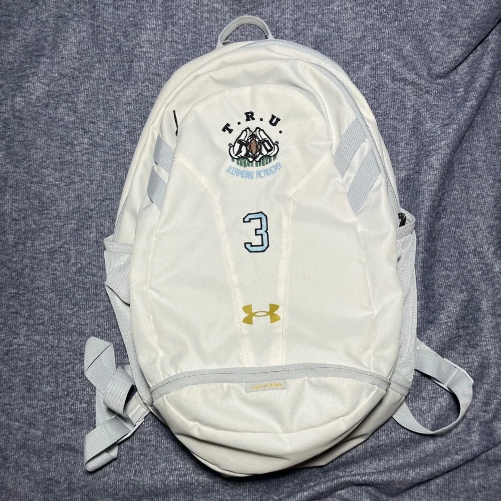 Under Armour Hustle 5.0 Team Backpack White TRU Diamond Academy Baseball Bag 3